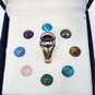Sterling Silver Multi Gemstones Interchangeable Stones Sz 8.5 Ring 21.2g image number 1