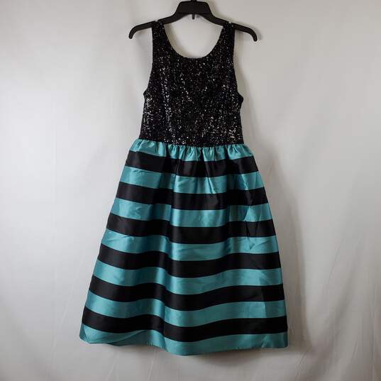 Anthropologie Women's Black/Blue Striped Dress SZ 10 NWT image number 1