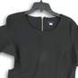 Womens Black Round Neck Ruffle Sleeve Back Zip Short Sheath Dress Size 12 image number 3