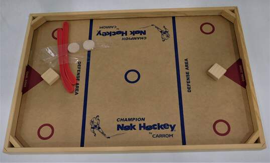 Carrom Champion Nok Hockey Tabletop Game With Pucks And Sticks image number 1