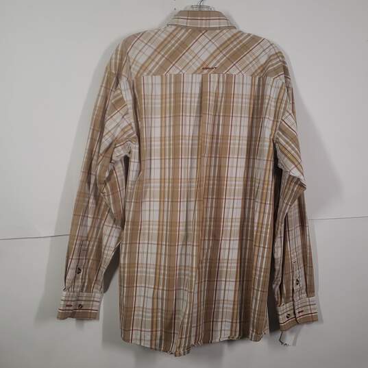 Mens Plaid Regular Fit Long Sleeve Collared Button-Up Shirt Size Large image number 2