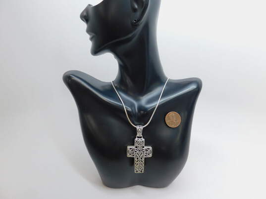 Carolyn Pollack Relios 925 Large Filigree Cross Pendant Necklace 25.2g image number 4