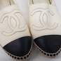 Chanel White Leather Black Cap Toe Espadrilles Women's Size 5 image number 4