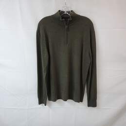 Untuck It Olive Green 1/4 Zip Extra Fine Merino Wool Pullover MN Size M