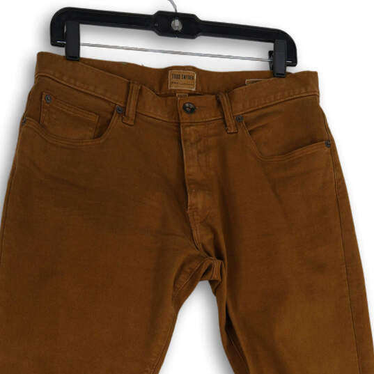 Mens Brown Denim Dark Wash 5-Pocket Design Straight Leg Jeans Size 31x32 image number 3