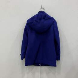 Womens Blue Long Sleeve Detachable Hood Full-Zip Overcoat Size Small alternative image