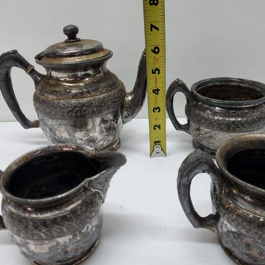 Antique Reed & Barton Silverplated Coffee Pot Creamer Sugar Bowls image number 2