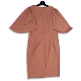 NWT Womens Pink Flared Sleeve Round Neck Back Zip Sheath Dress Size XL alternative image
