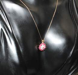10K Yellow & White Gold Ruby Moissanite Accent Pendant Necklace - 2.0g alternative image