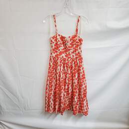 French Connection Coral & Ivory Rabari Silk Blend Strappy Flare Dress WM Size 4 NWT