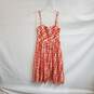 French Connection Coral & Ivory Rabari Silk Blend Strappy Flare Dress WM Size 4 NWT image number 1