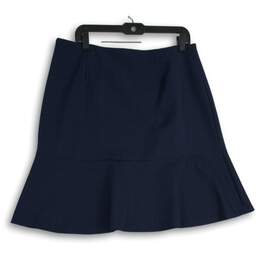 Brooks Brothers Womens Navy Side Zip Knee Length Trumpet Skirt Size 14 alternative image