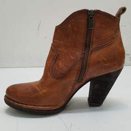 FRYE Brown Leather Ankle Zip Heel Boots Women's Size 6 M alternative image