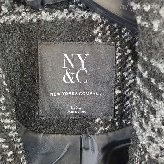 New York & Company Women Black Tweed Coat L/XL NWT image number 3