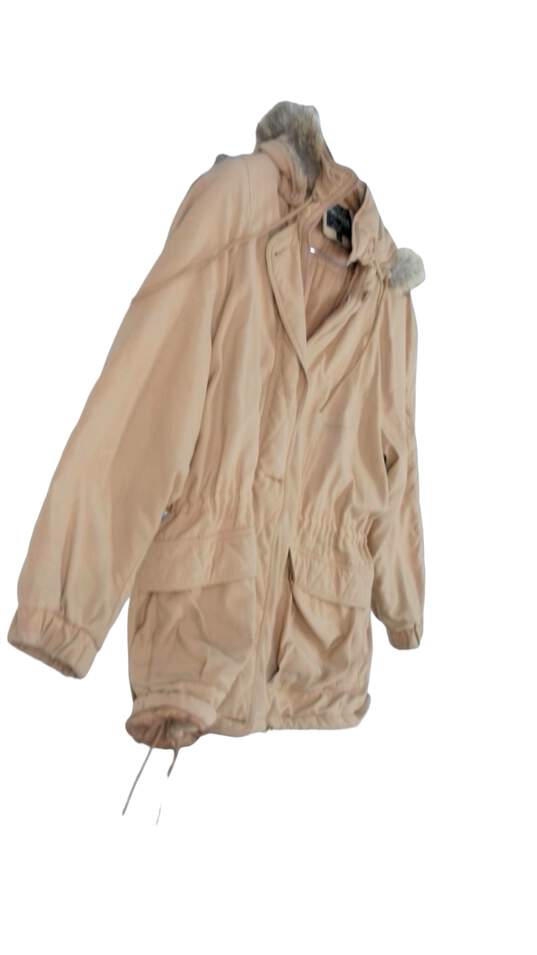 Mens Brown Long Sleeve Faux Fur Hooded Winter Parka Coat Size Large image number 2