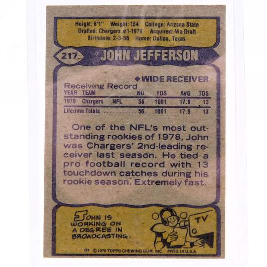 1976 John Jefferson Topps Rookie San Diego Chargers image number 2