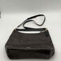 Womens Black Brown Leather Signature Print Adjustable Strap Hobo Tote Bag image number 1