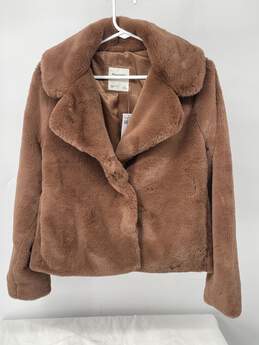 Abercrombie And Fitch Womens Brown Fluffy Faux Fur Jacket Sz S T-0553750-B