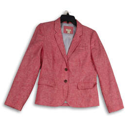 Womens Pink Heather Long Sleeve Notch Lapel Lined Two-Button Blazer Size 8