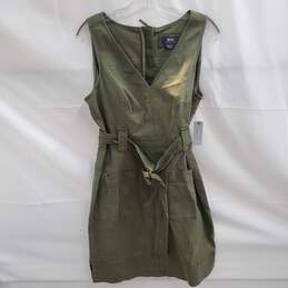 Anthropologie Maeve Sleeveless Green Belted Utility Dress NWT Petite Size 12P