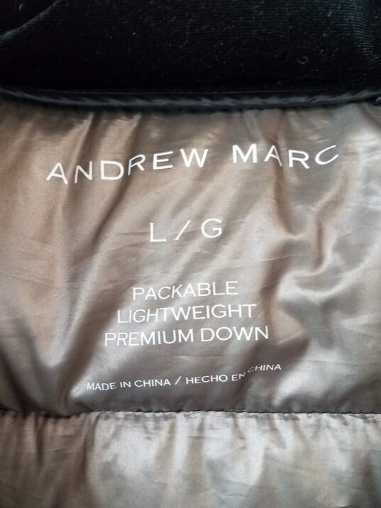 Andrew Marc Size L Black Lightweight Premium Down Hooded Puffer Jacket image number 3