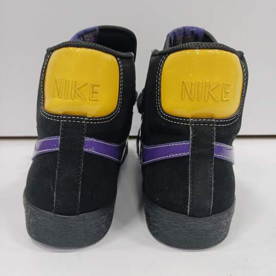 Nike Blazer High Black, Purple & Yellow Sneakers Size 9.5 image number 4