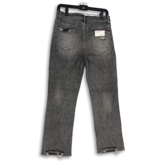 NWT Womens Gray Denim Distressed Vintage Wash Straight Leg Jeans Size 9/29 image number 2