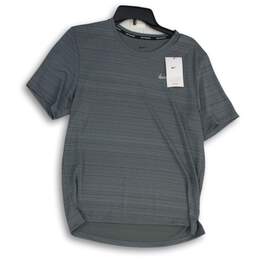 NWT Nike Mens Gray Dri-Fit Crew Neck Short Sleeve Running Pullover T-Shirt Sz S