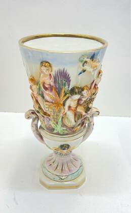 R. Capodimonte Embossed 10.5 inch Tall Vintage Pedestal Porcelain Vase alternative image