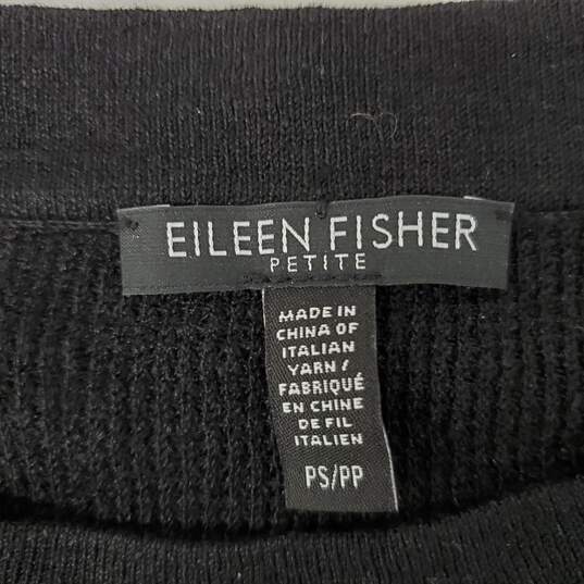 Eileen Fisher WM's Organic Linen Knit Black Blouse Size PS/PP image number 3