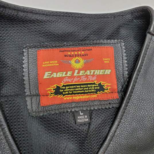 Eagle Leather Urban Ryderz Full Zip Black Leather Biker Vest Size L image number 3