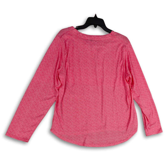 NWT Womens Pink Stretch Long Sleeve Round Neck Pullover T-Shirt Size XL image number 2