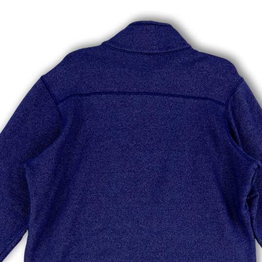 Mens Blue Mock Neck Long Sleeve Quarter Zip Stretch Pullover Jacket Size L image number 4