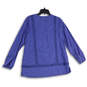 Womens Blue Lace Keyhole Long Sleeve Pullover Blouse Top Size M 10-12 image number 2