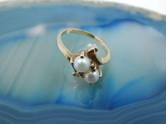 Vintage 10K Yellow Gold Pearl Ring 2.5g image number 4