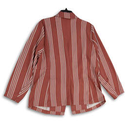 NWT Womens Pink White Striped Notch Lapel One Button Blazer Size 2 18-20 alternative image