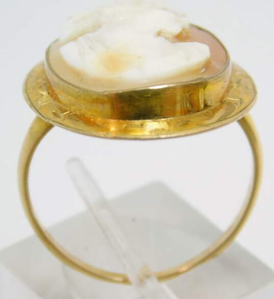 Vintage 10K Yellow Gold Carved Shell Cameo Ring 4.0g image number 2