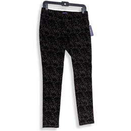 NWT Womens Black Paisley Velvet Elastic Waist Pull-On Ankle Pants Size 4P