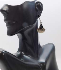 Artisan 925 Geometric Pendant Necklace w/ Textured Onyx Earrings & Ring 25.8g alternative image