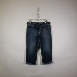 Womens Date Night Fit Medium Wash Denim Capri Jeans Size 32/14