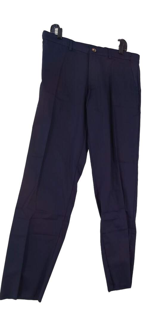 NWT Mens Blue Slash Pocket Flat Front Straight Leg Dress Pants image number 1