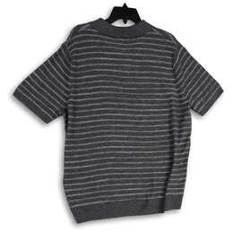 NWT Mens Gray Striped Spread Collar Short Sleeve Pullover Sweater Size XL alternative image