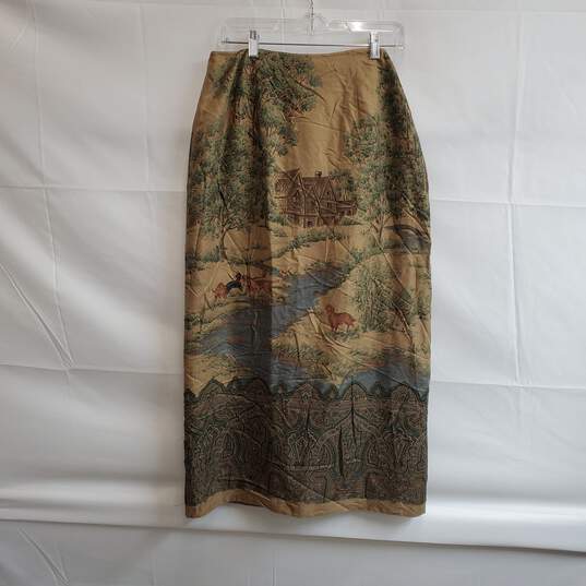 Lauren Ralph Lauren Skirts Vtg Lauren Ralph Lauren Vintage Country Scene “Balmoral” Wrap Skirt Camel Sz 10 image number 2
