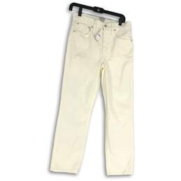 NWT J.Crew Womens White Denim 5-Pocket Design Straight Leg Jeans Size 28