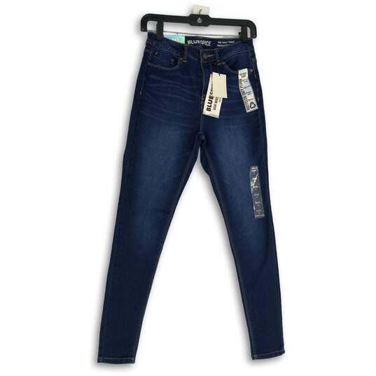 NWT Blue Spice Womens Blue Denim Medium Wash High Waist Skinny Jeans Size 3 image number 1