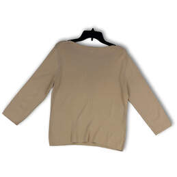 Womens Tan Round Neck Long Sleeve Regular Fit Pullover T-Shirt Size Large alternative image