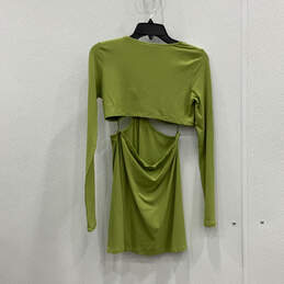 NWT Womens Green Long Sleeve V-Neck Cutout Pullover Mini Dress Size XL alternative image