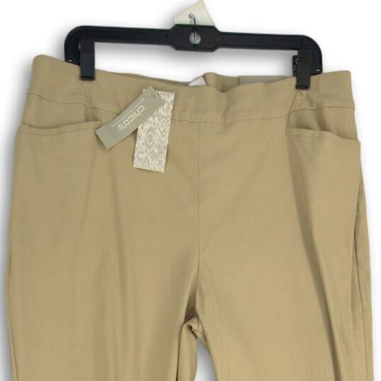 NWT Womens Tan Flat Front Slim Fit Straight Leg Pull-On Ankle Pants Size 3R/16R image number 3