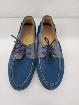 Sperry Gold Cup AO 2-Eye Croc Embossed Navy Boat Shoes Size-9