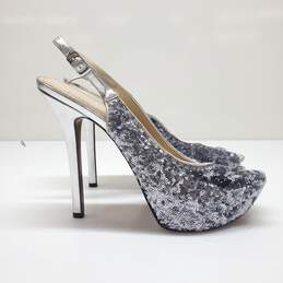 Enzo Angiolini 5" Slingback Heels Women's 10 M in Silver Sequin
